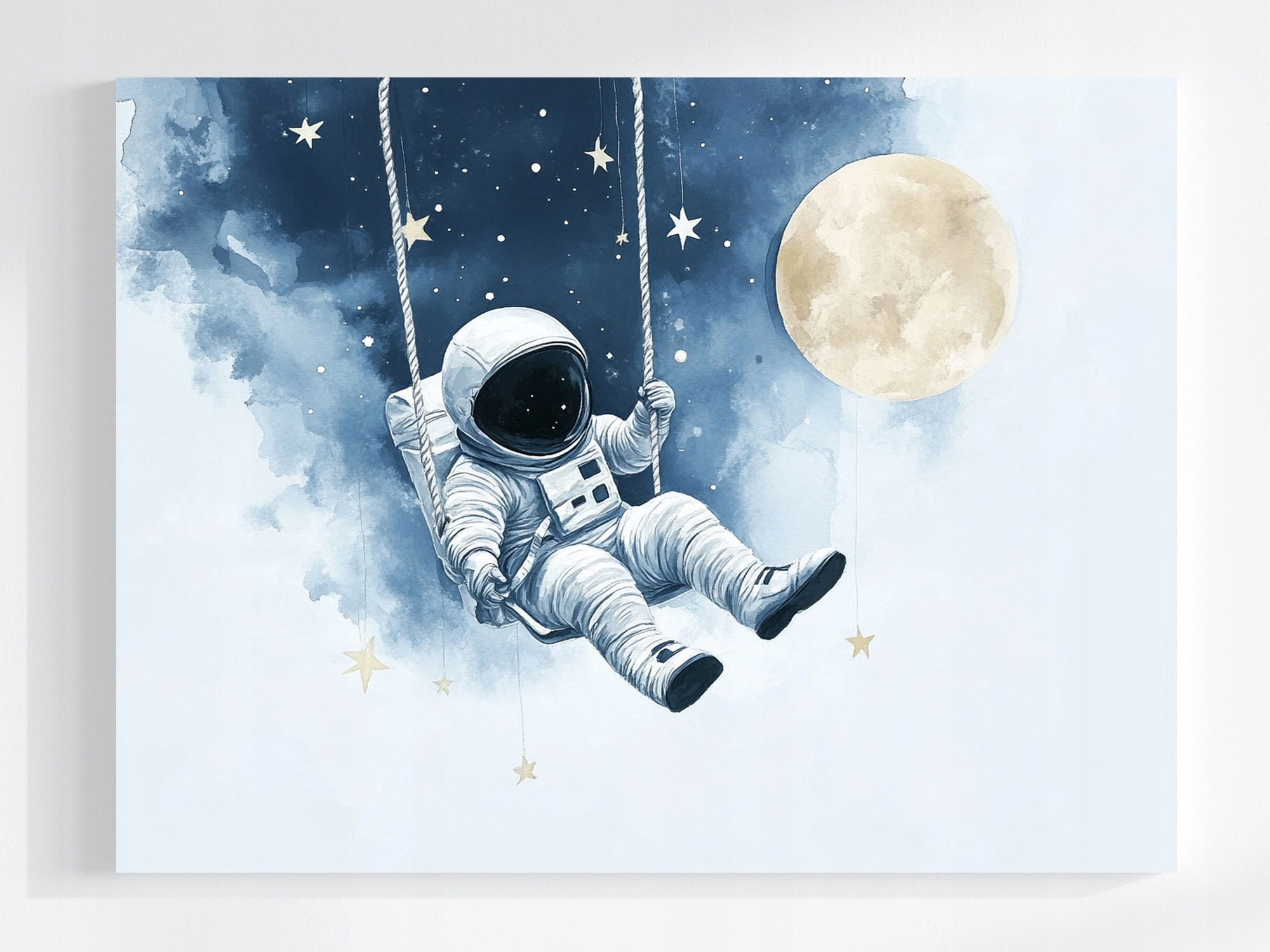 Obraz Na Plátně Canvas Vesmír Měsíc Hvězdy Astronauta Houpačka 80x60