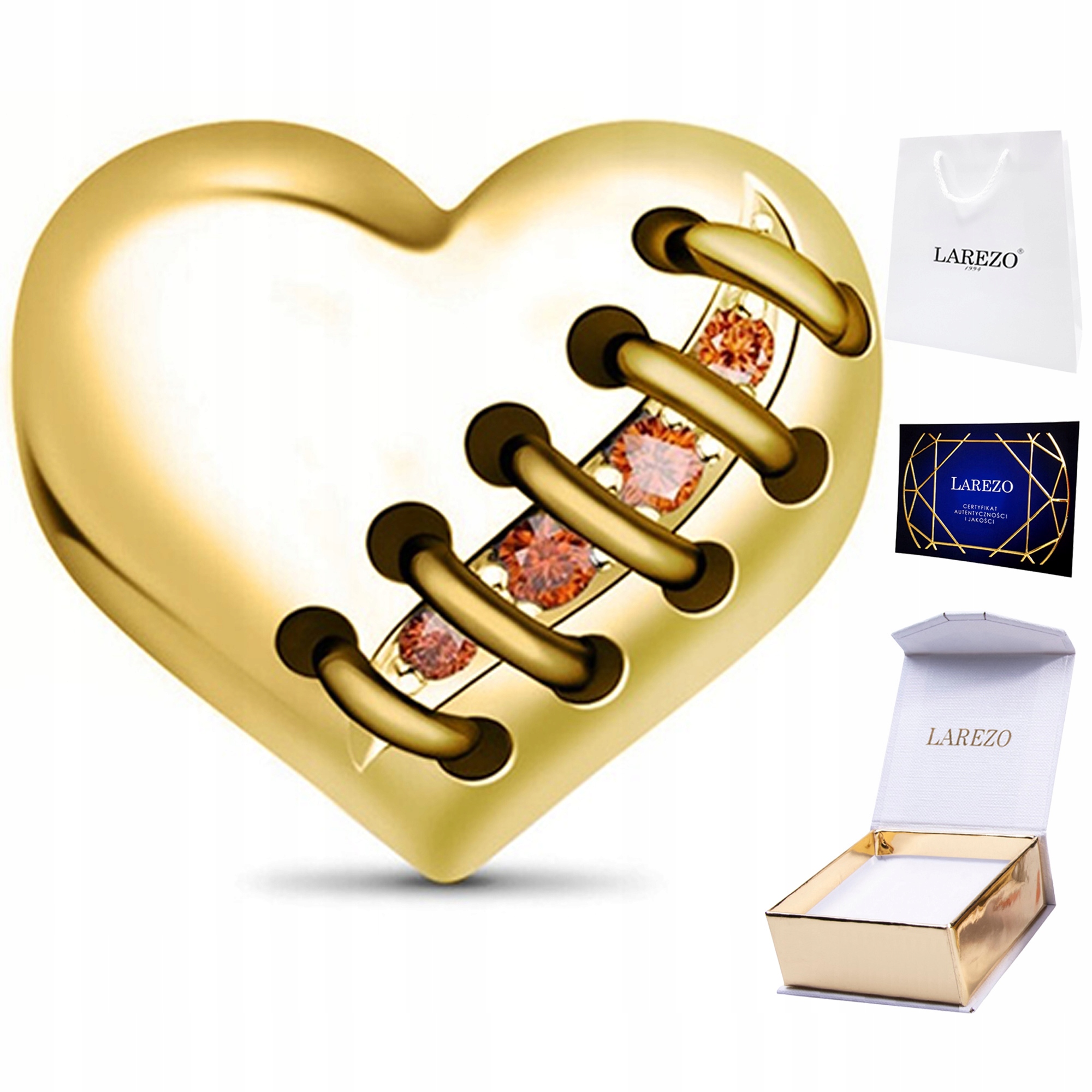 

Charms złoty Szyte Serce srebro 925