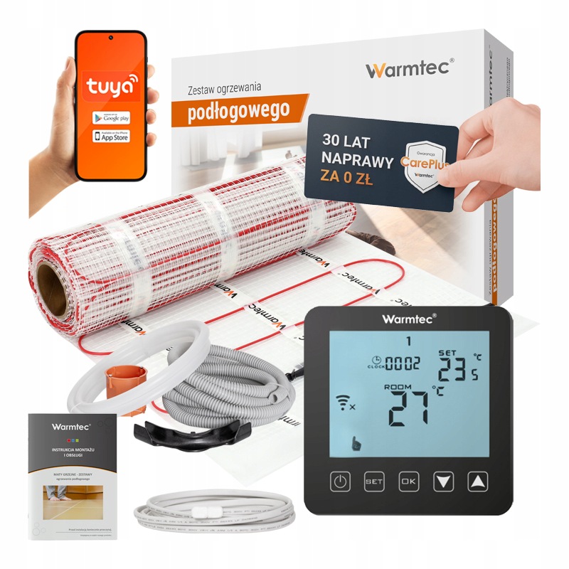 Mata grzejna grzewcza pod płytki Warmtec DS2-150/PRT01 170W/m2 WiFi 15m2