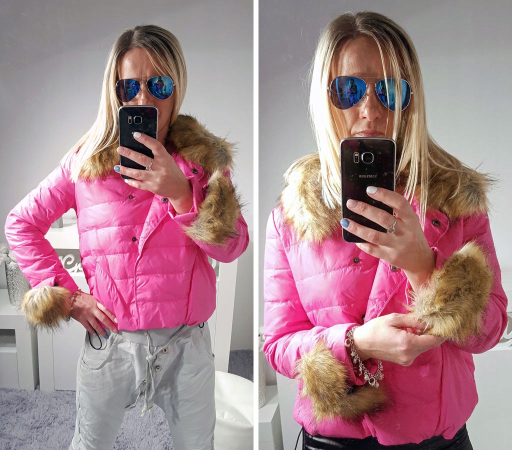 

Kurtka Chanelka Pikowana Puchowa Odpinane Futro L