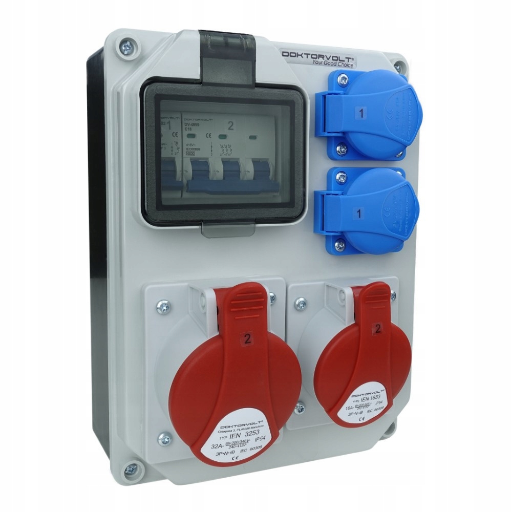 Ozbrojený stavební rozvaděč Hl-s 32A 16A 2x230V Doktorvolt DV-5354-F