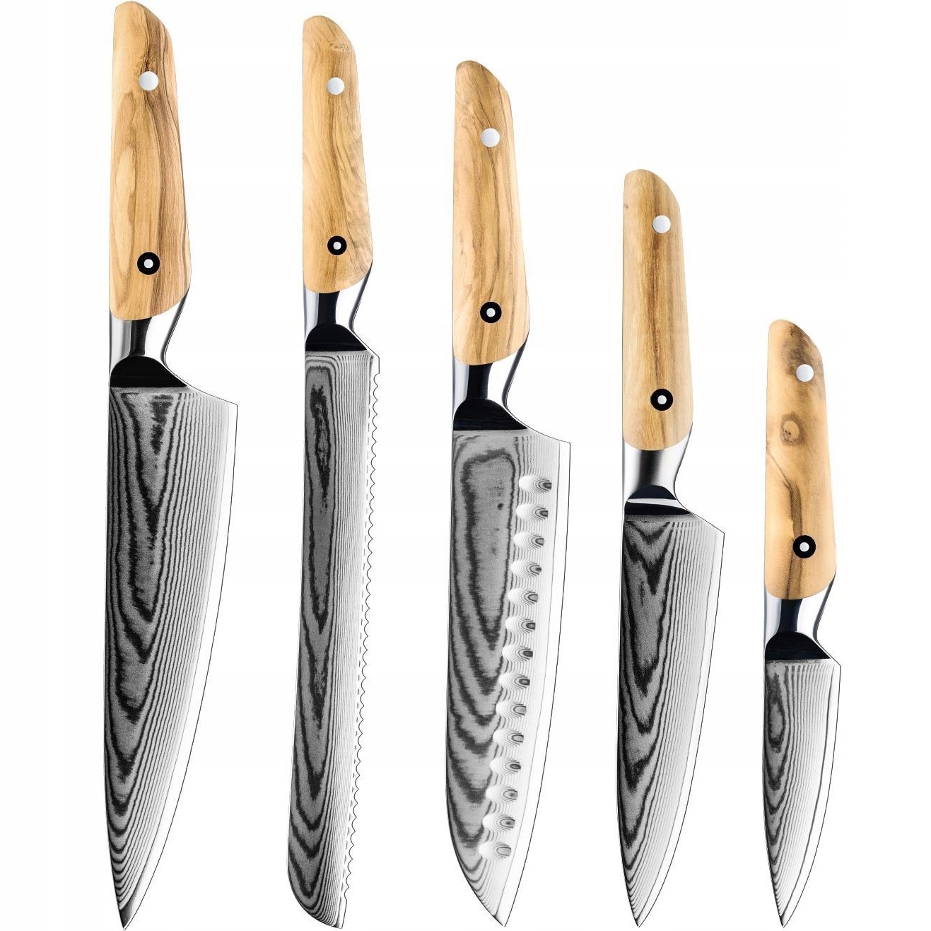 Sada damaškových kuchynských nožov Auri – Hnedá KP-38064