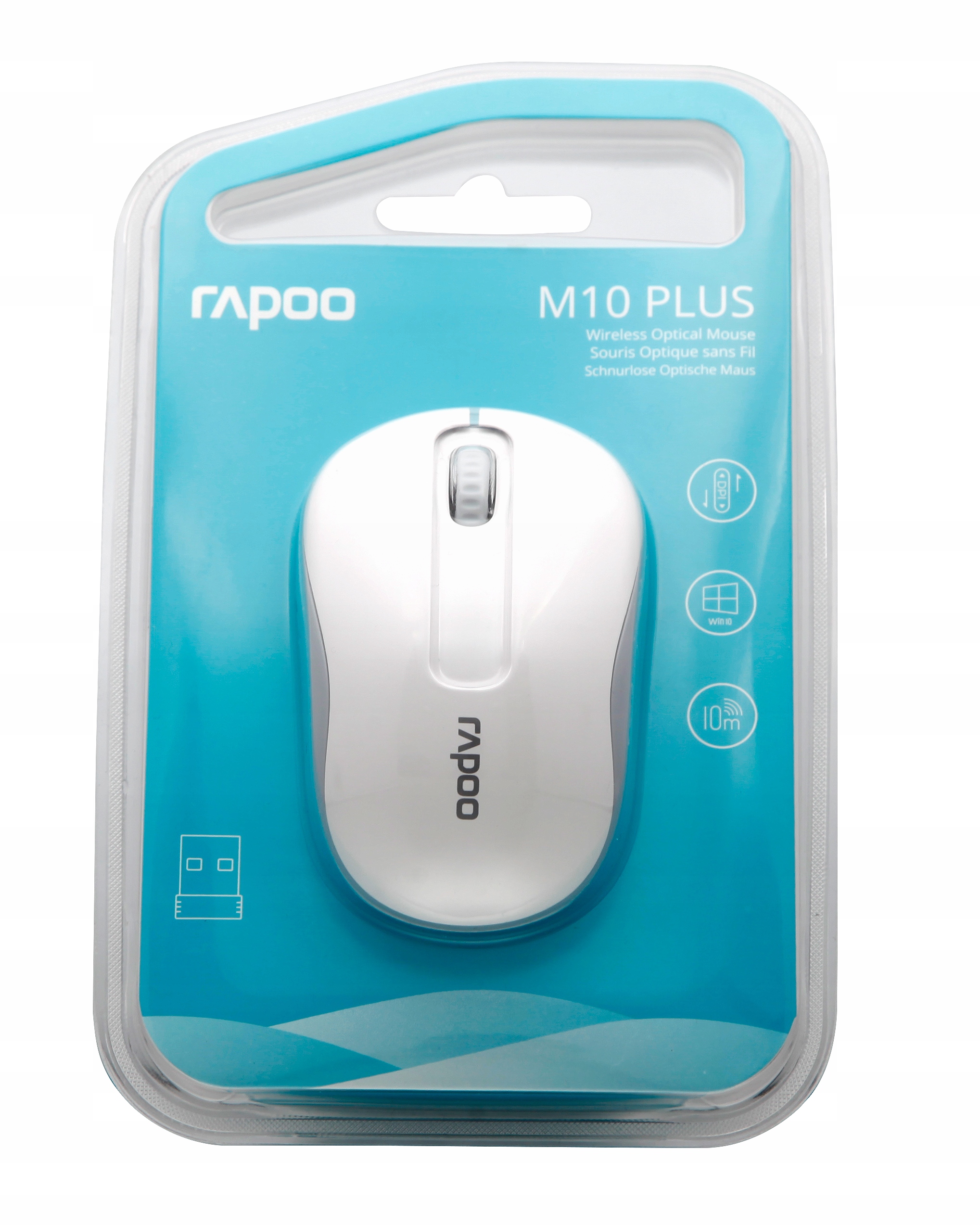 RAPOO Myszka bezprzewodowa optyczna M10PLUS/ biała Profil myszy uniwersalna