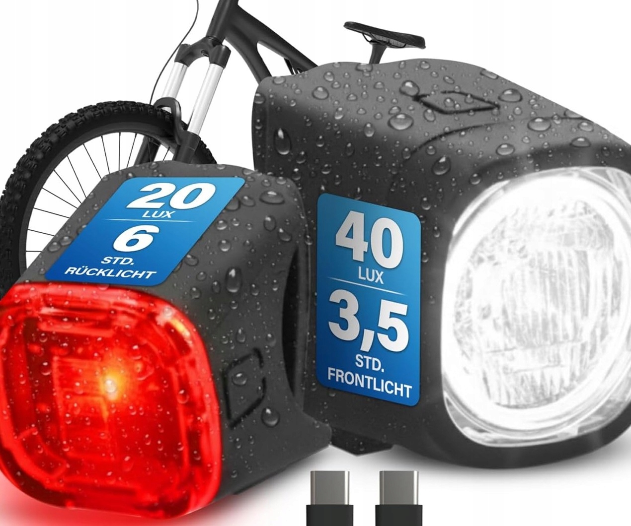 OŚWIETLENIE ROWEROWE LED PRZÓD TYŁ USB 40/20 LX