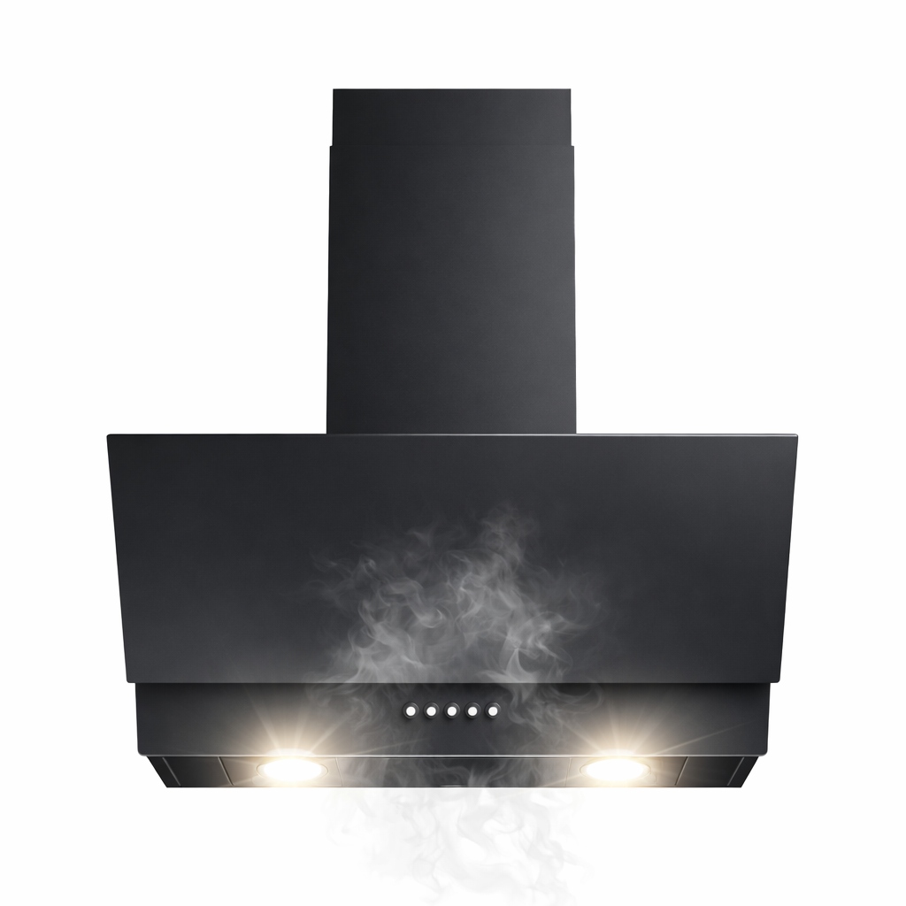 Okap Kominowy kuchenny pochłaniacz Led 60cm Czarny przyścienny skośny Cichy
