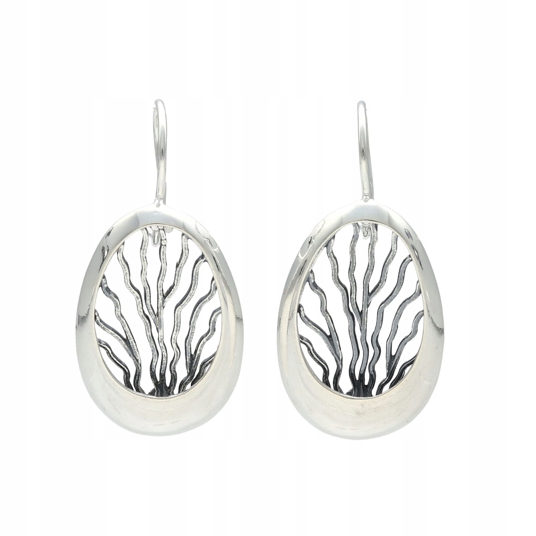 Náušnice ažurové oválné stříbro