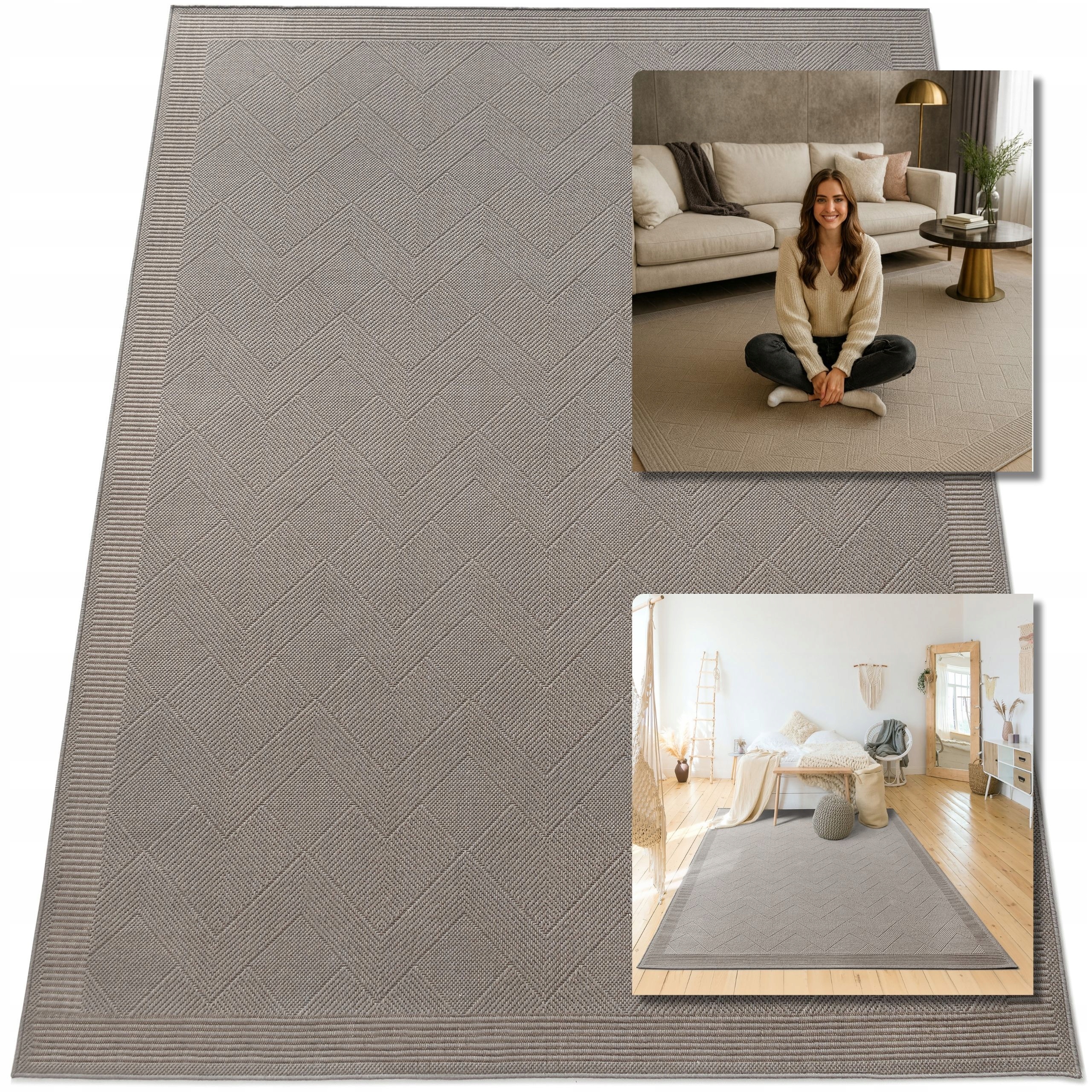 Koberec Vlněný Dune Boho Šedý Vlněné Koberce Do Obýváku Vlna Loft 80x150