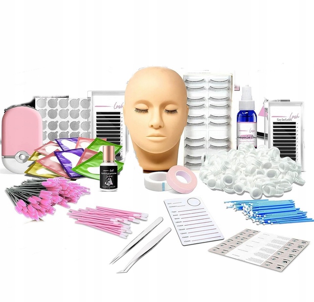 Zestaw Do Przedłużania Rzęs Lash Kit Manekin Akcesoria Start
