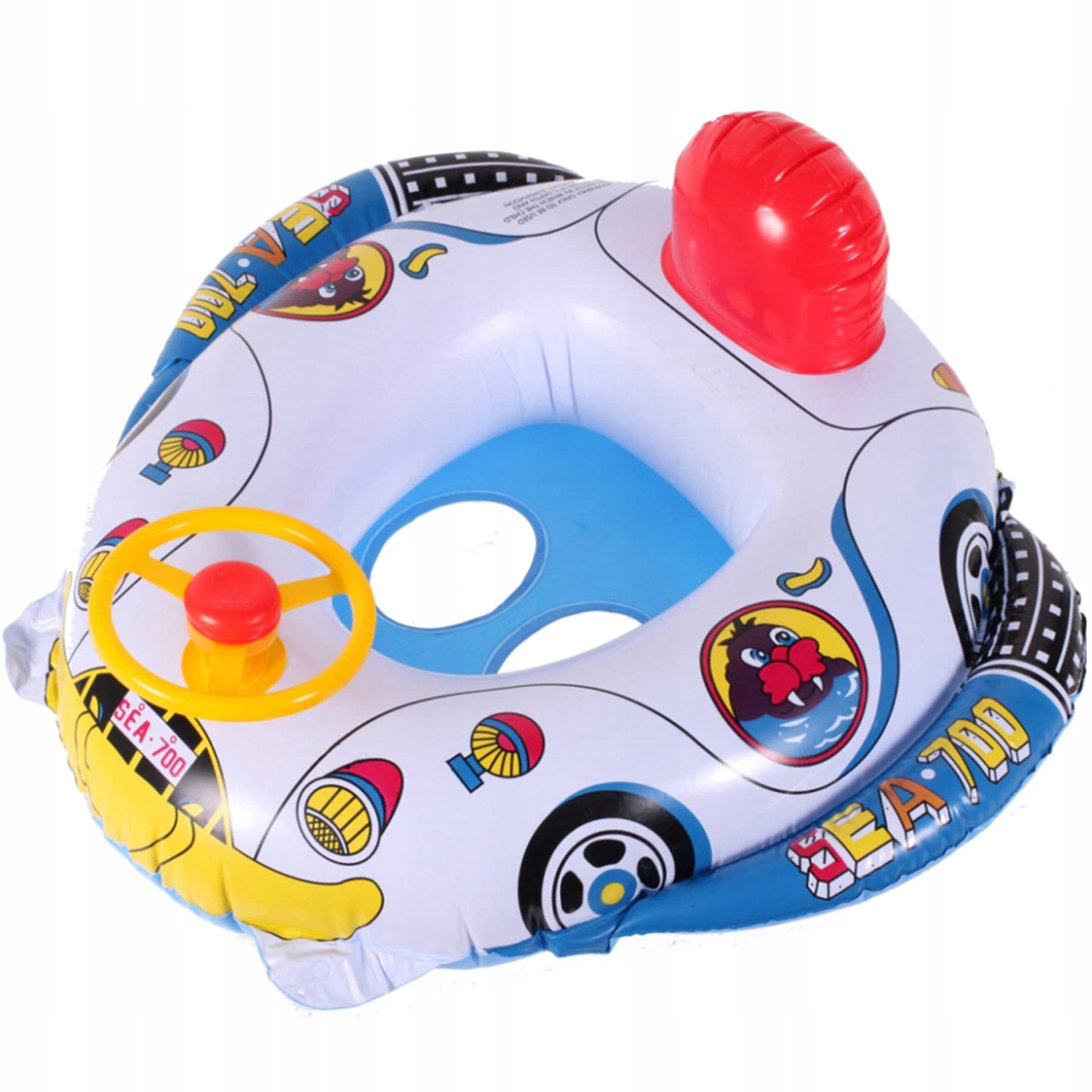 PONTONIK DLA DZIECI DO PŁYWANIA BEZPIECZNY PONTON Z KIEROWNICĄ KLAKSON AUTO Stan opakowania oryginalne