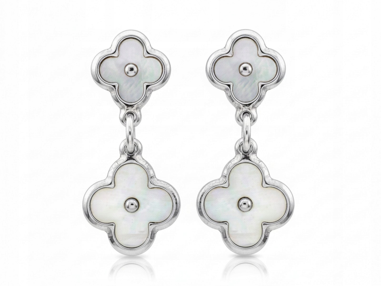 Stříbrné náušnice dámské 925 závěsné Květinky s perleťovou hmotou na tyči