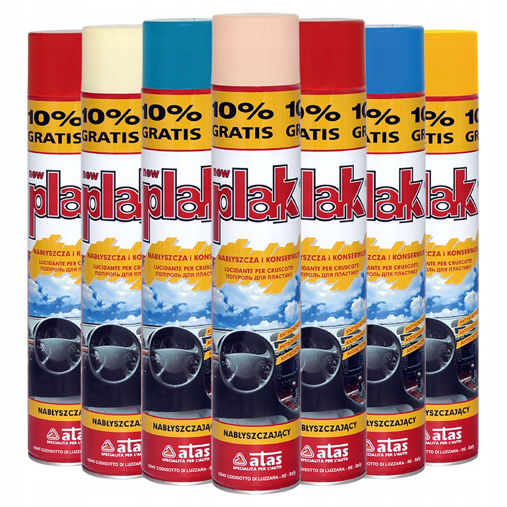Plak do kokpitu nabłyszczający plastików auta samochodu MIX 750ml x4