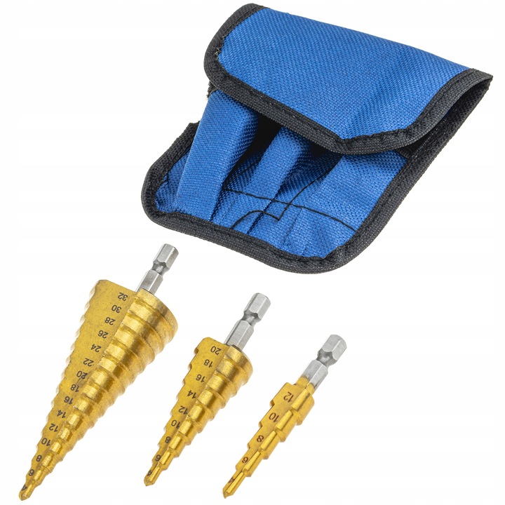 WIERTŁA STOŻKOWE STOPNIOWE DO METALU DREWNA PLASTIKU BLACH 4-32 MM HEX Kod producenta V06016_1