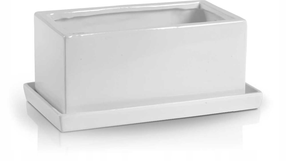 

Biała Podłużna Doniczka z podstawką Ceramiczna 25