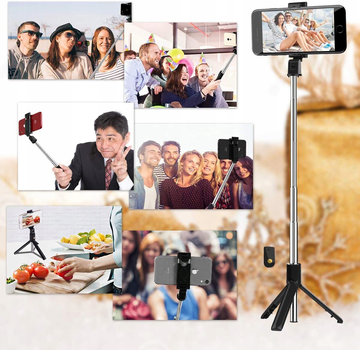 KIJEK DO SELFIE TRIPOD STATYW PILOT BLUETOOTH Rodzaj selfie stick