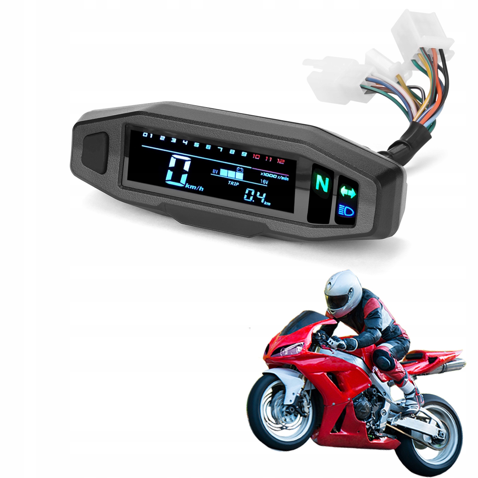CYFROWY PRĘDKOŚCIOMIERZ LICZNIK MOTOCYKL LCD