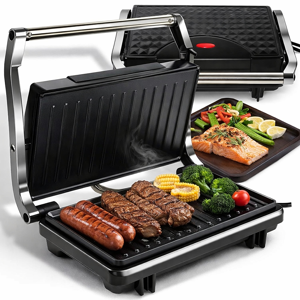 Grill Elektryczny Opiekacz Toster Do Kanapek Panini Rozkładany Mocny