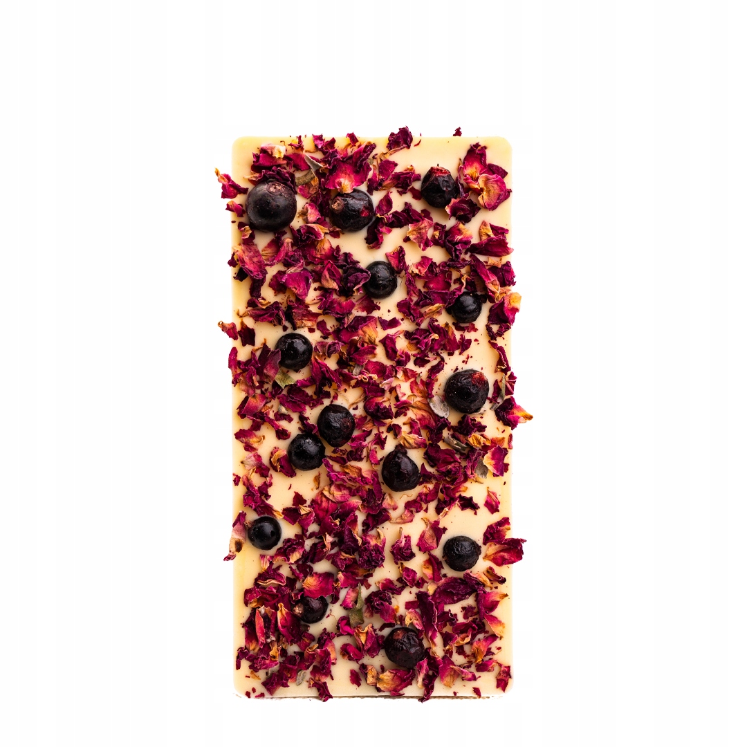 Levně 3xBílá čokoláda s lyofilizovaným rybízem a okvětní lístky růže Schronisko Bukowina