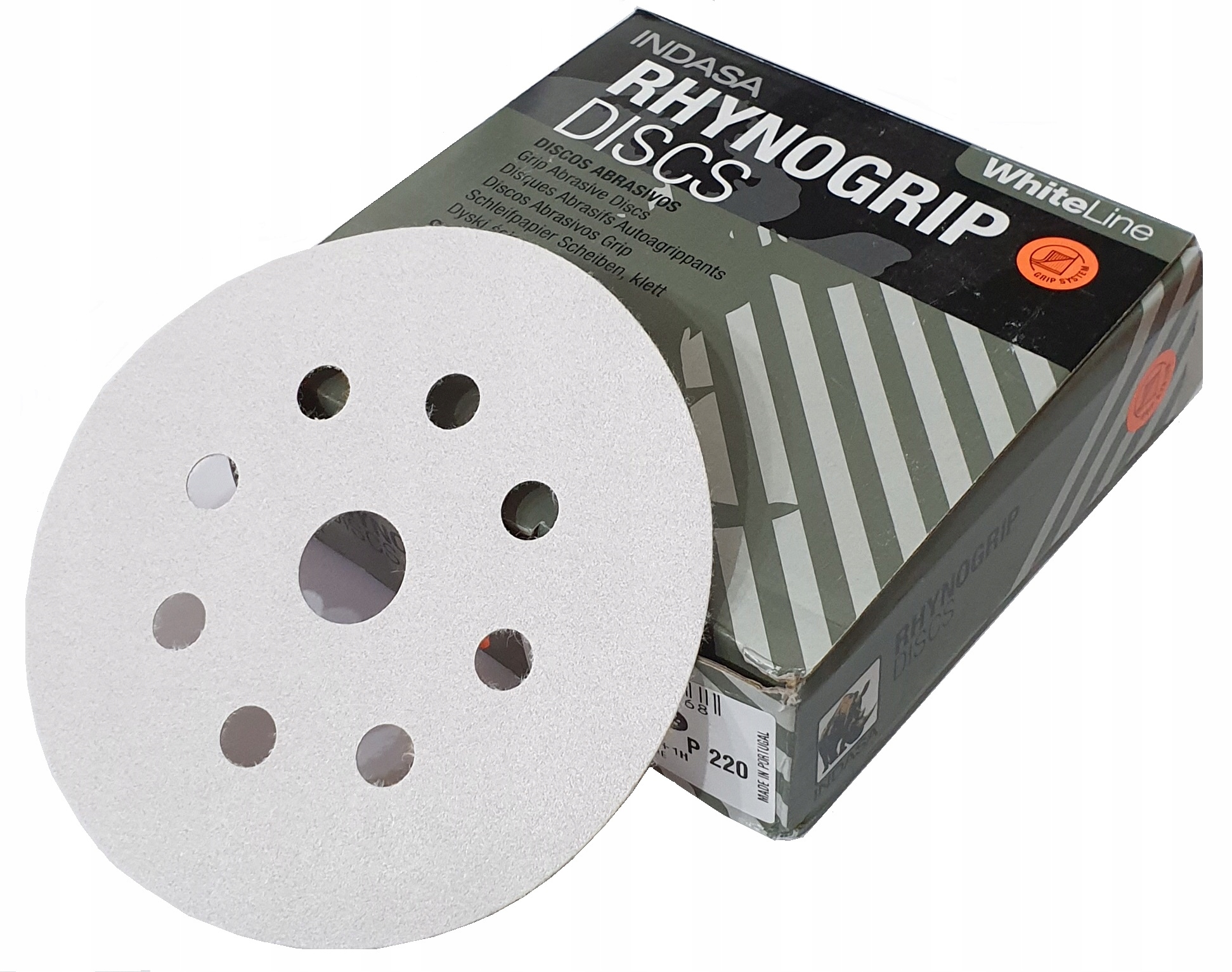 INDASA PAPIER KRĄŻEK RZEP WHITE 125MM8HI+1H P100