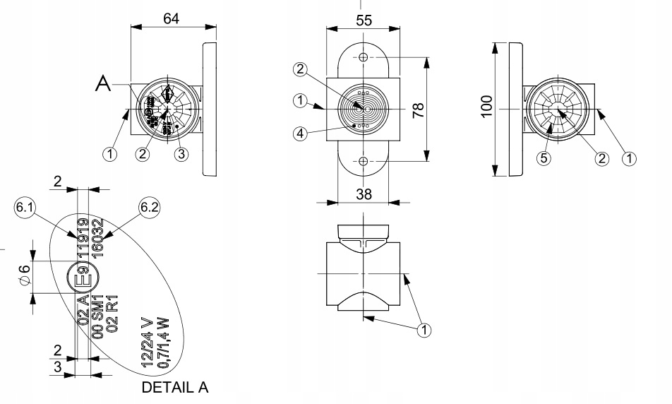 LAMPA OBRYSOWA OBRYSÓWKA LED MAŁA Kolor biały czerwony pomarańczowy