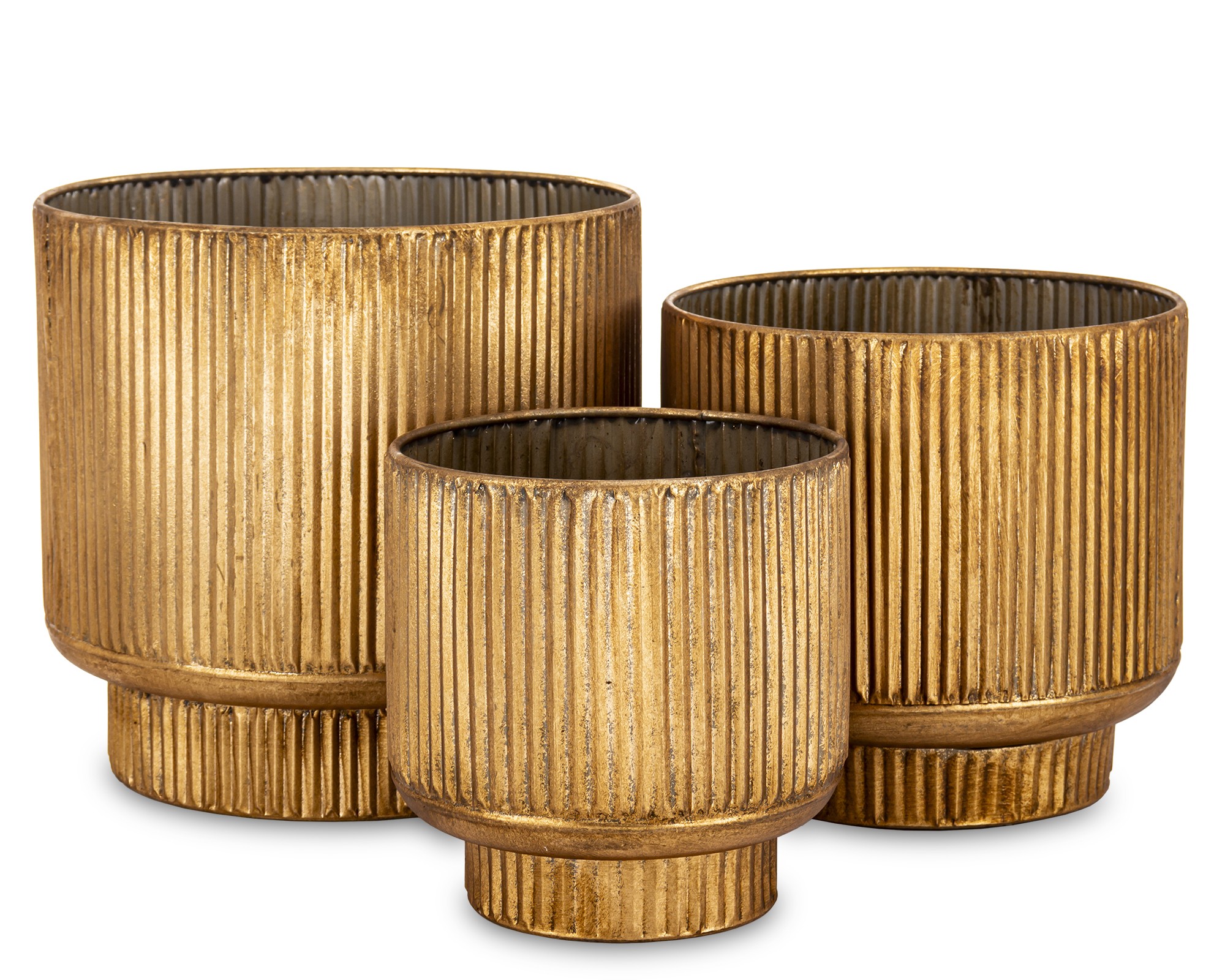 Zlaté kovové obaly na kvetináče Staršie štýlové retro Vintage 3 Ks