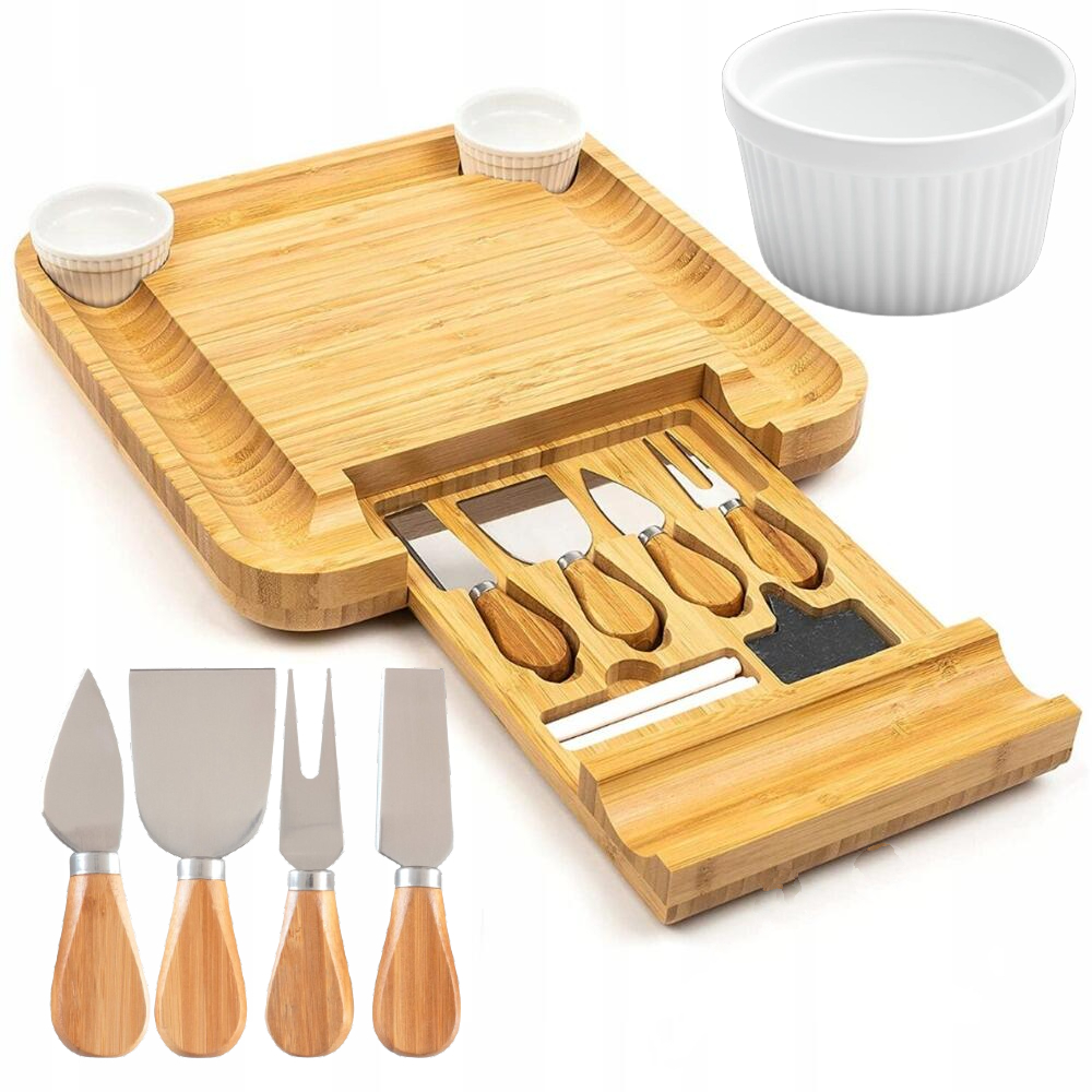 DESKA DO SERWOWANIA PRZEKĄSEK SERÓW PRZYSTAWEK WĘDLIN DREWNIANA BAMBUSOWA