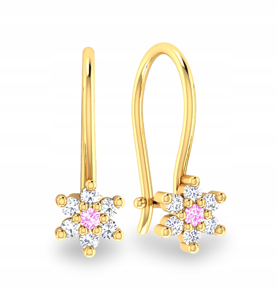 Zlaté Náušnice Květinky Pro Děti Zlato 585 S Růžovými Zirkony Na Patent