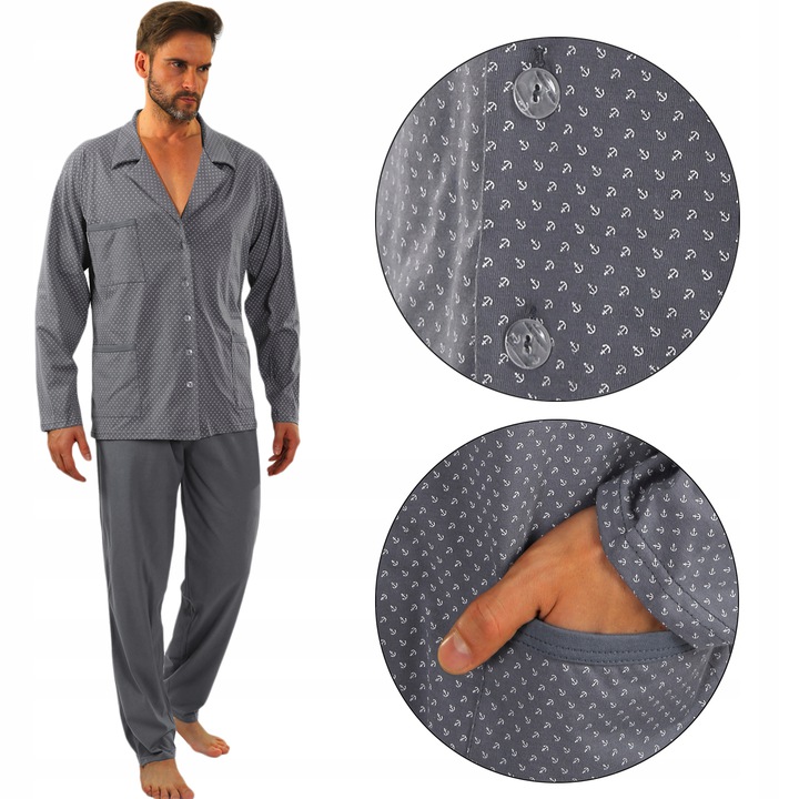 Sesto Senso pánské rozepínací pyžamo grafit L