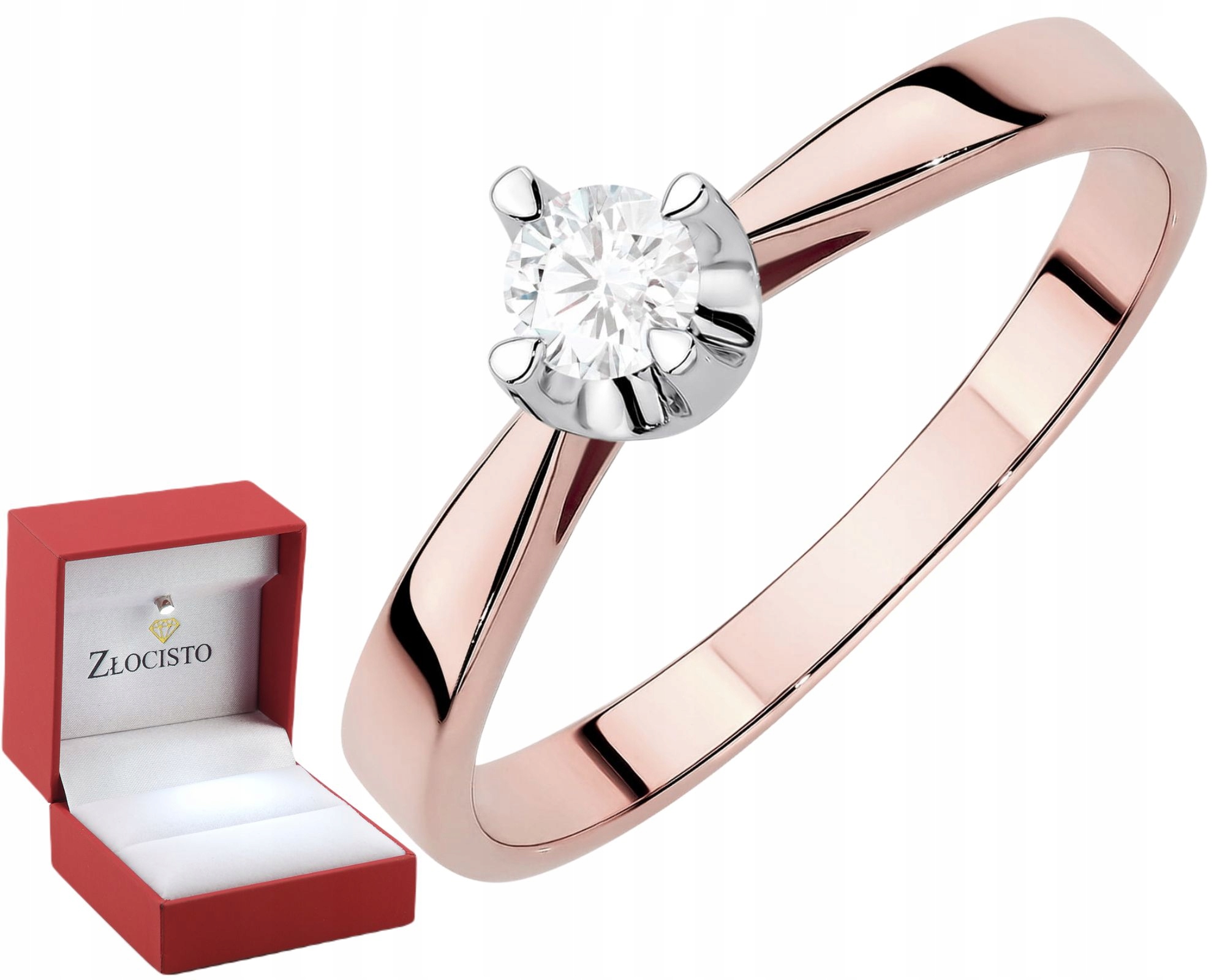 Růžové Zlato Klasický Prstýnek Briliant Lab Drť 585