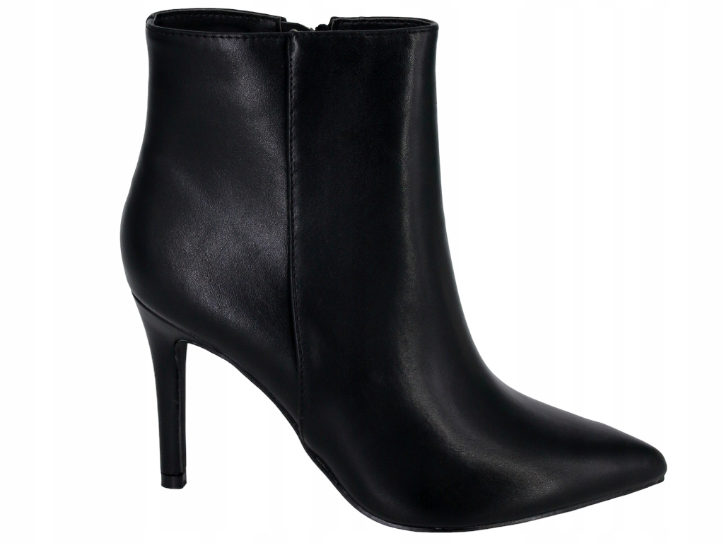 Kotníkové Boty Ve Špici Eko Kůže Dámské Boty Na Podpatku Černé S Podpatkem 40