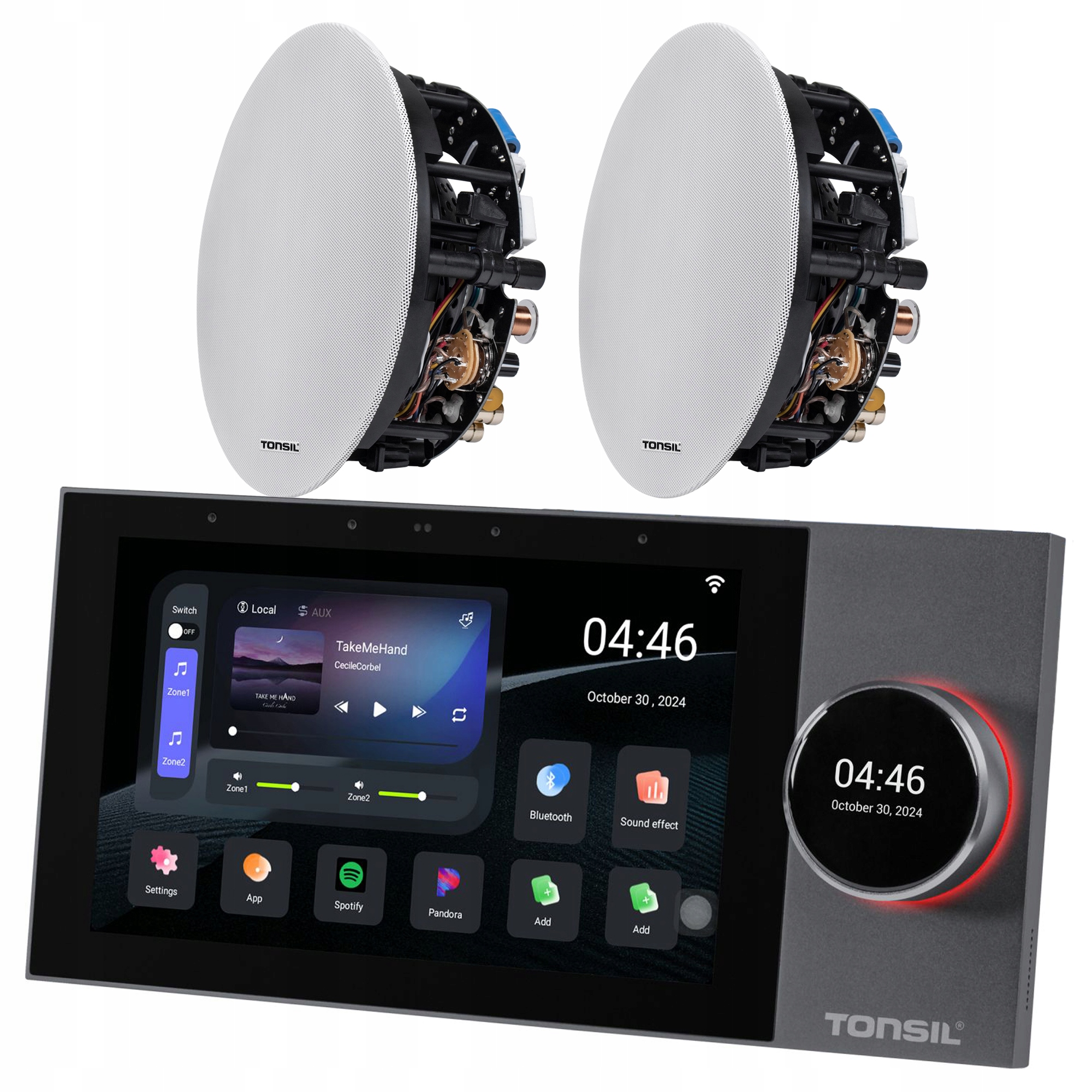 Nástěnný přehrávač zesilovače Tonsil WS-120 2x stropní reproduktor Zgsu 5040