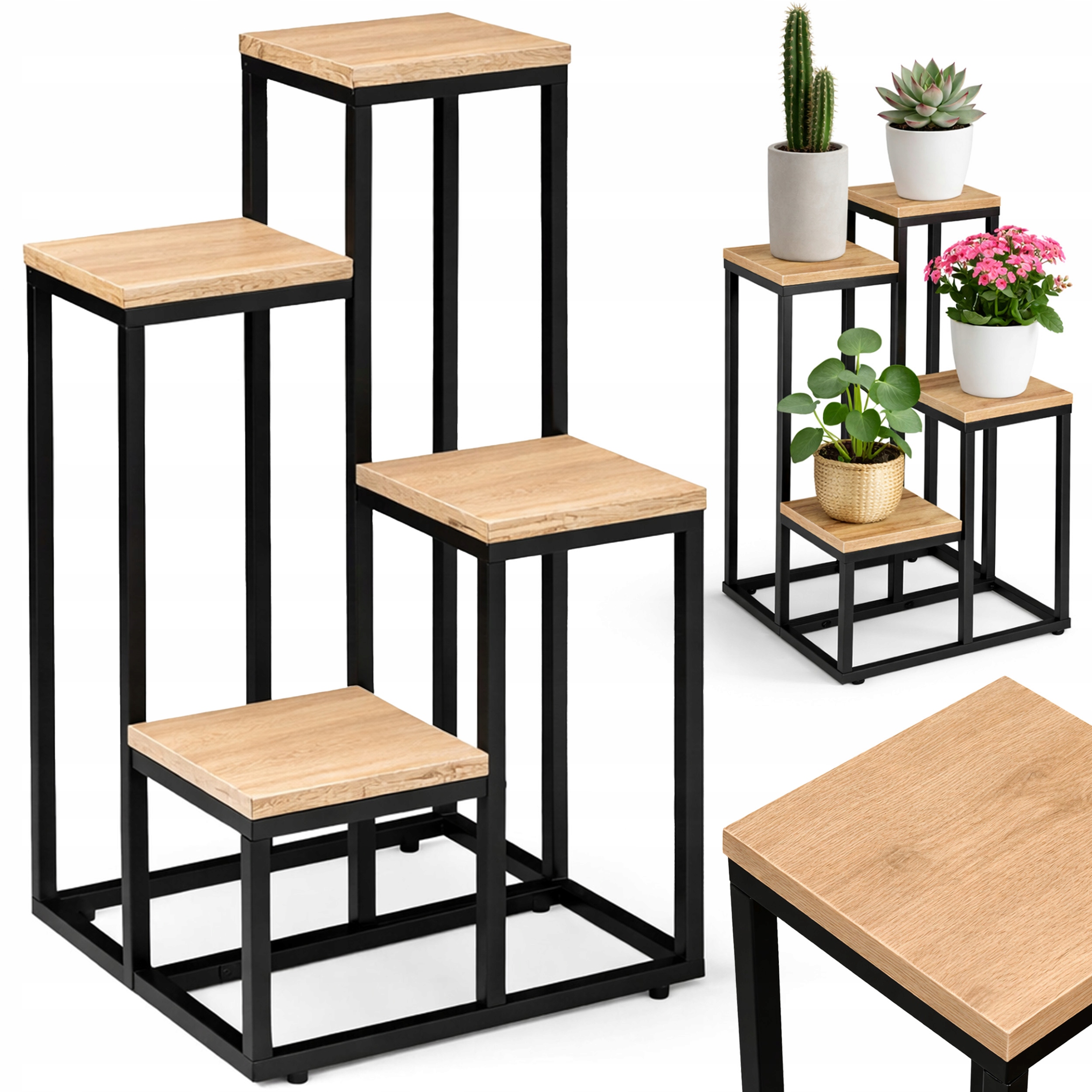 KWIETNIK STOJĄCY PODŁOGOWY METAL STOJAK NA KWIATY DONICZKI LOFT 4 PÓŁKI