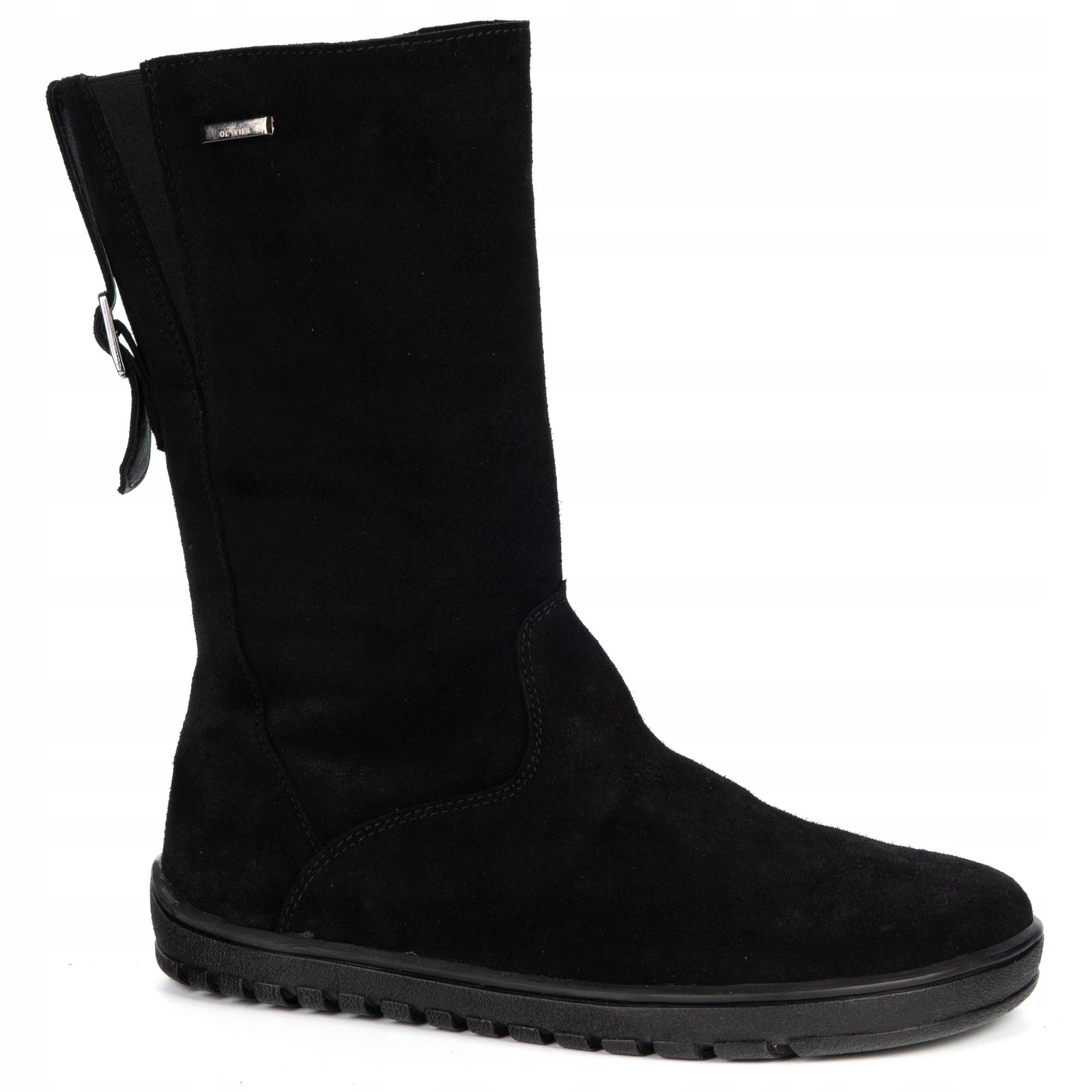 Dámské kozačky barefoot Vivian kožené do poloviny lýtka černé semišové 36