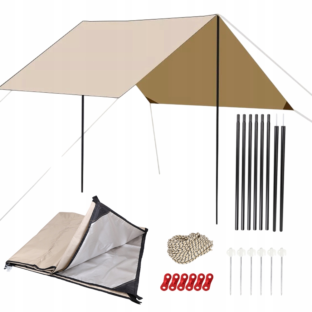 Tarp Voděodolná Plachta 3X3 M, Skládací, Anti-uv Stanová Markýza