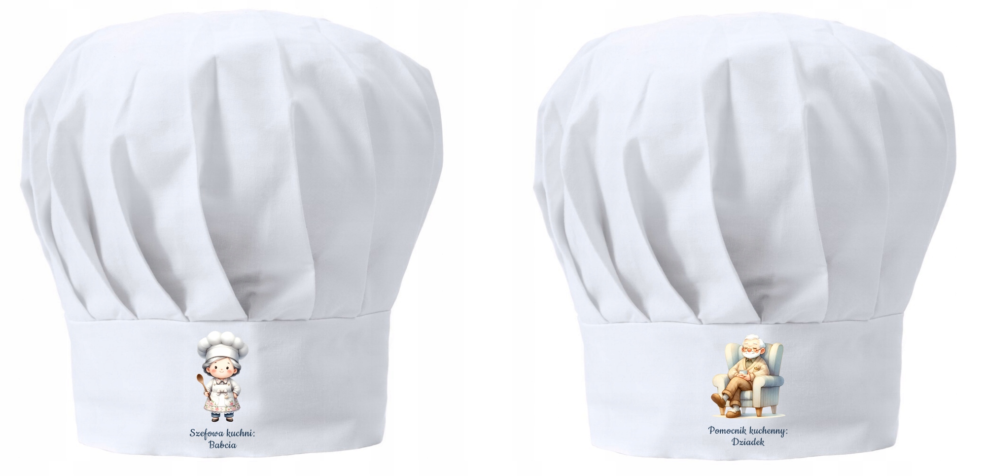 Kuchařská čepice x2 Dárek Šéfkuchařka Babička Kuchyňský pomocník Dědeček