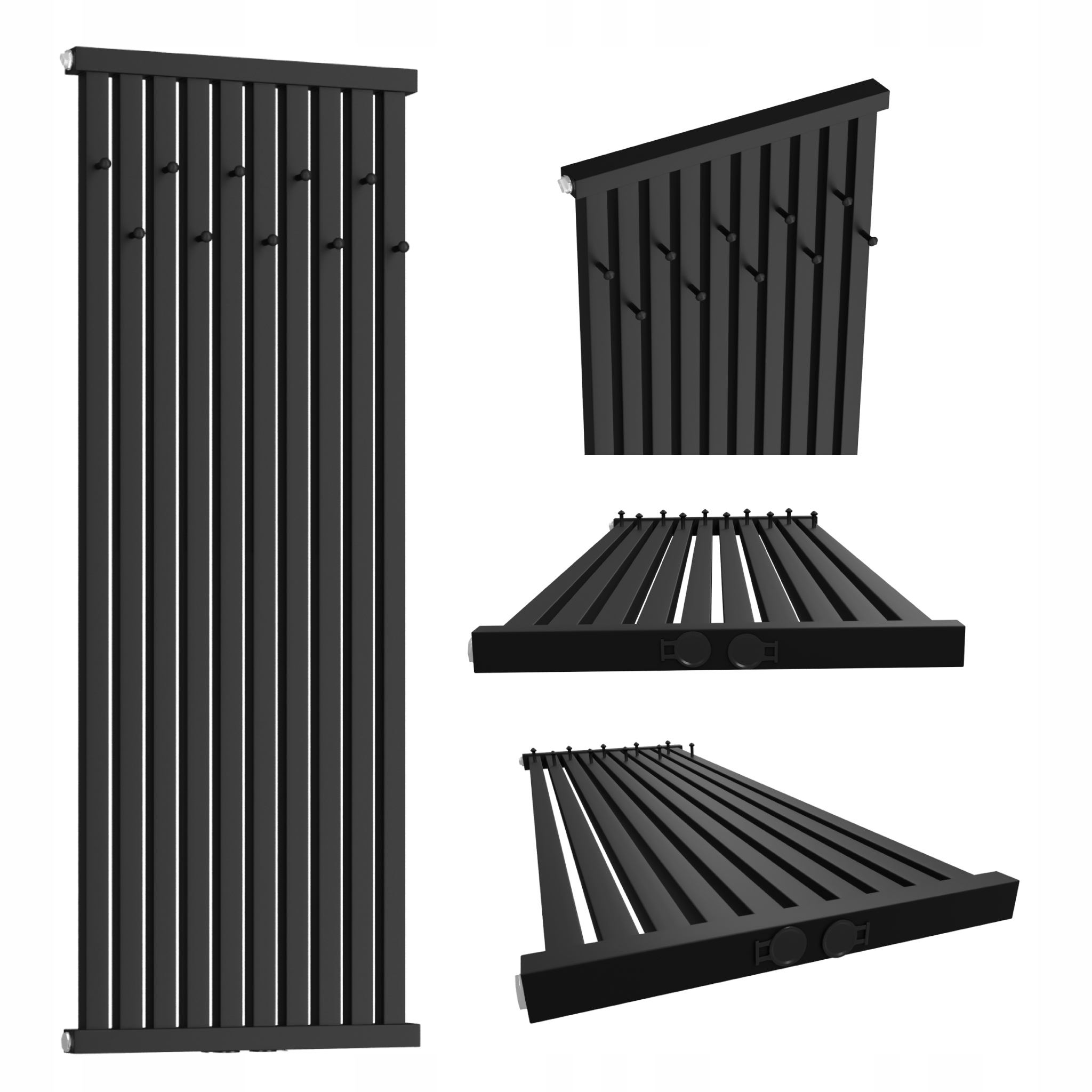 Dekorativní radiátor s věšáky Radiator Hook 160x46 Černý Mat