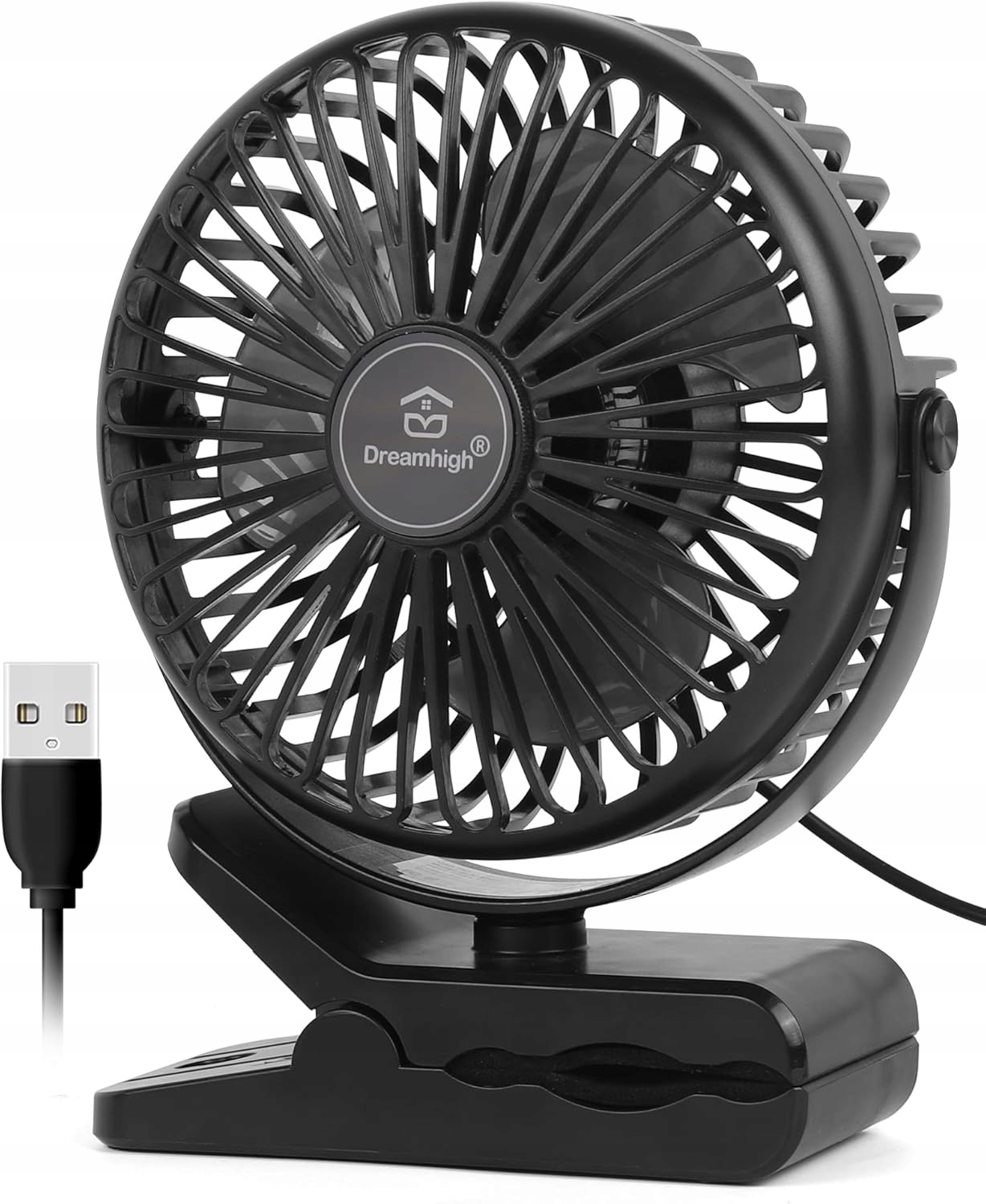 Dreamhigh Mini Usb ventilátor s klipem 360° 3 rychlosti Tichý