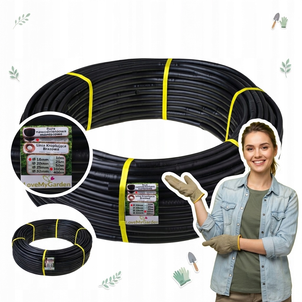 Linia Kroplująca Czarna 16MM 33CM Rolka 100M Lovemygarden