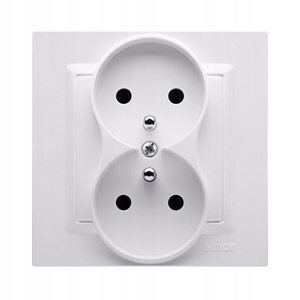 SIMON10 Gniazdo podwójne 2x2p+z z ramką białe