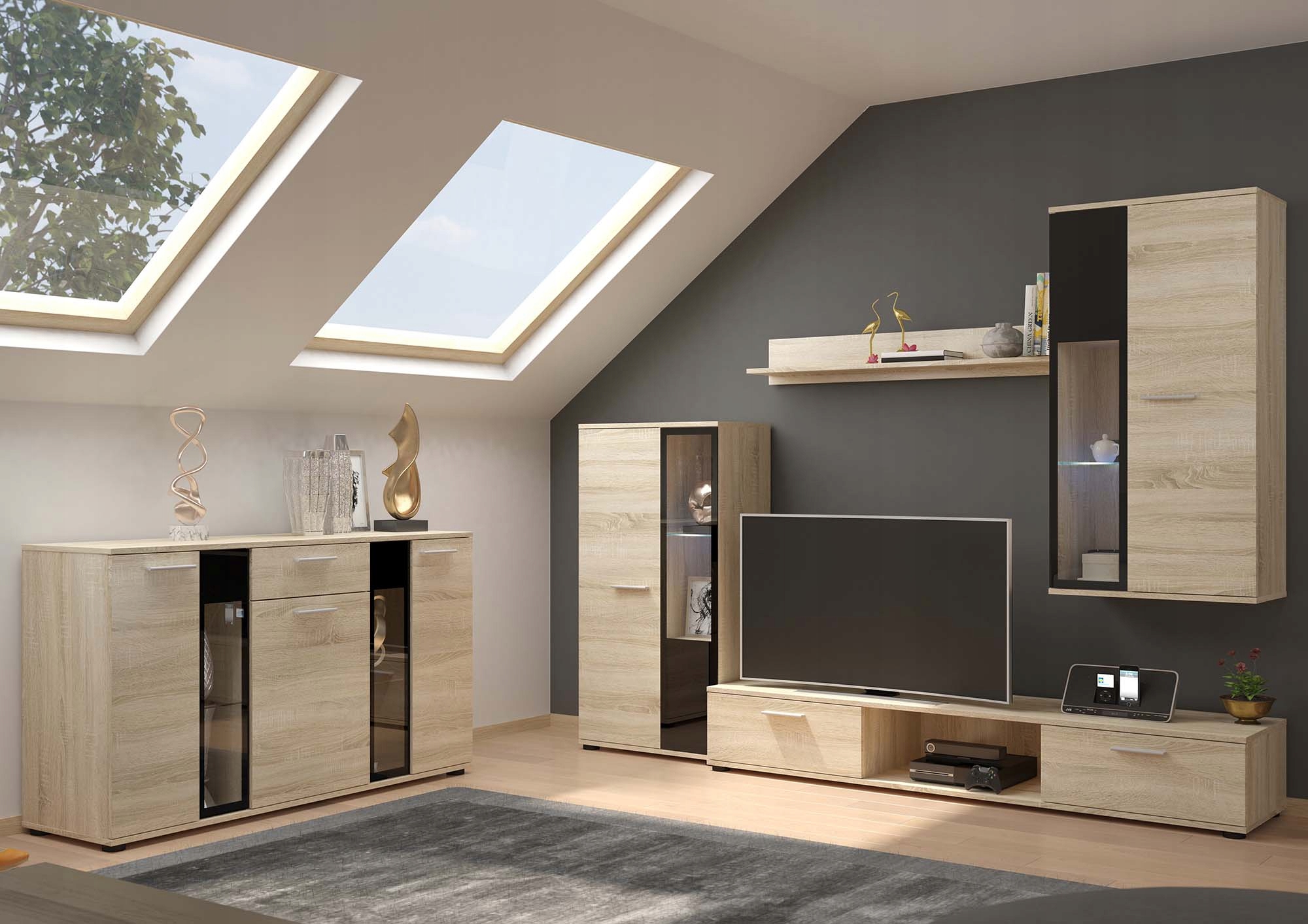 Nábytková Stěna Led Závěsný Komoda Salsa Dub Sonoma