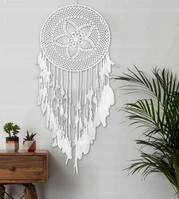 FIRANA GOTOWA ŁAPACZ SNÓW KORONKA 110 CM MAKRAMA KWIATEK Marka inna