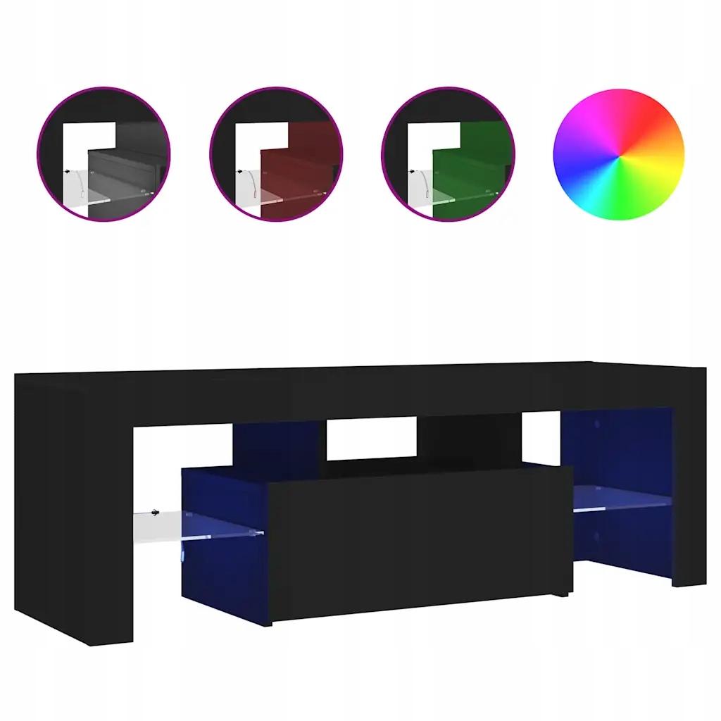 Rtv skříňka s Rgb Led osvětlením, černá, 120 x 35 x 40 cm