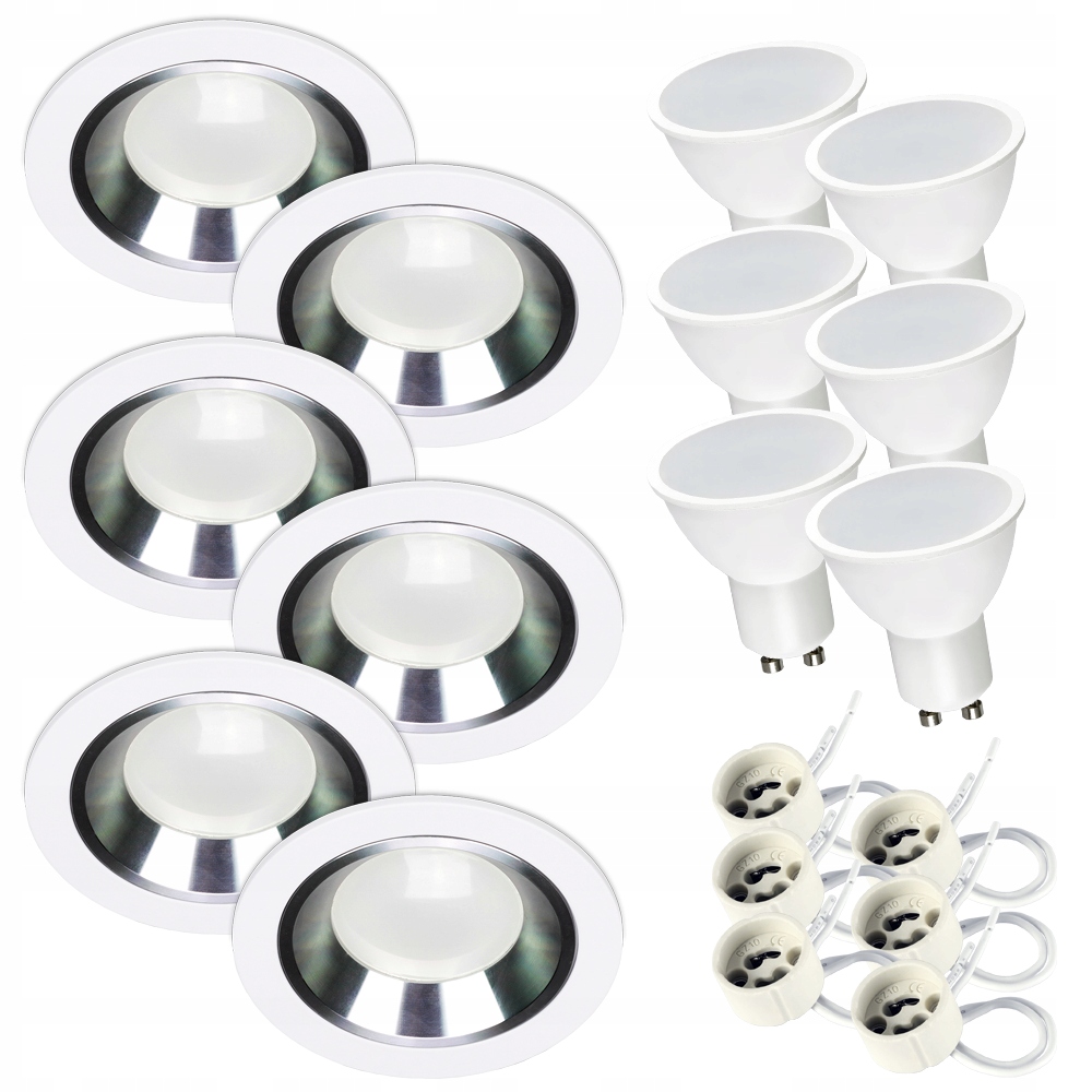 Stropní svítidlo Kulaté Stropní Svítidlo bílé ozdobné ring silver žárovka GU10 7W neutrální