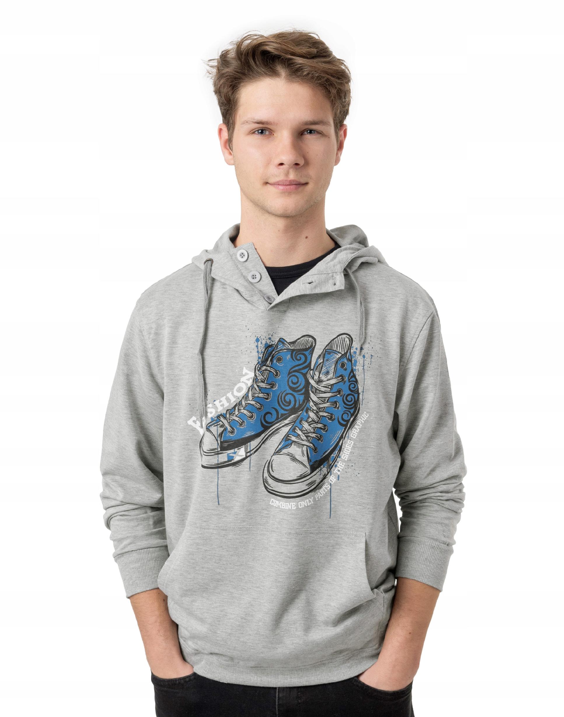 

Bluza Męska Bawełniana z Kapturem 28041 XXL szara