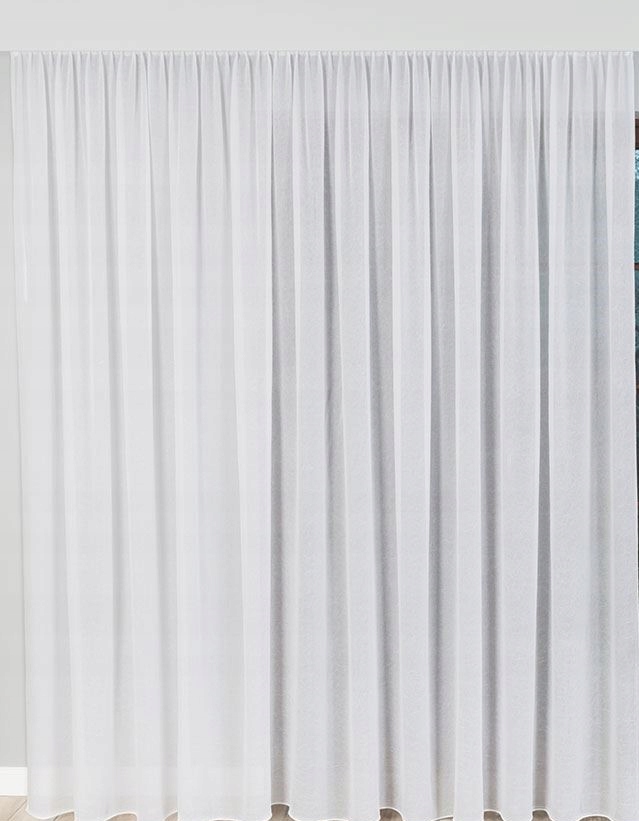 Hotová Záclona Na Kruhový Karniš Voál Biela Zatvorená S Oloveným Mäsom 400X280