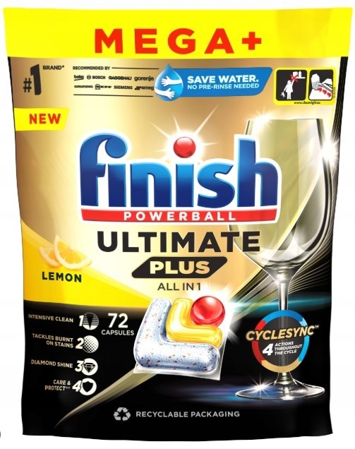 Levně Finish Ultimate Plus kapsle do myčky nádobí Lemon 72 kusů