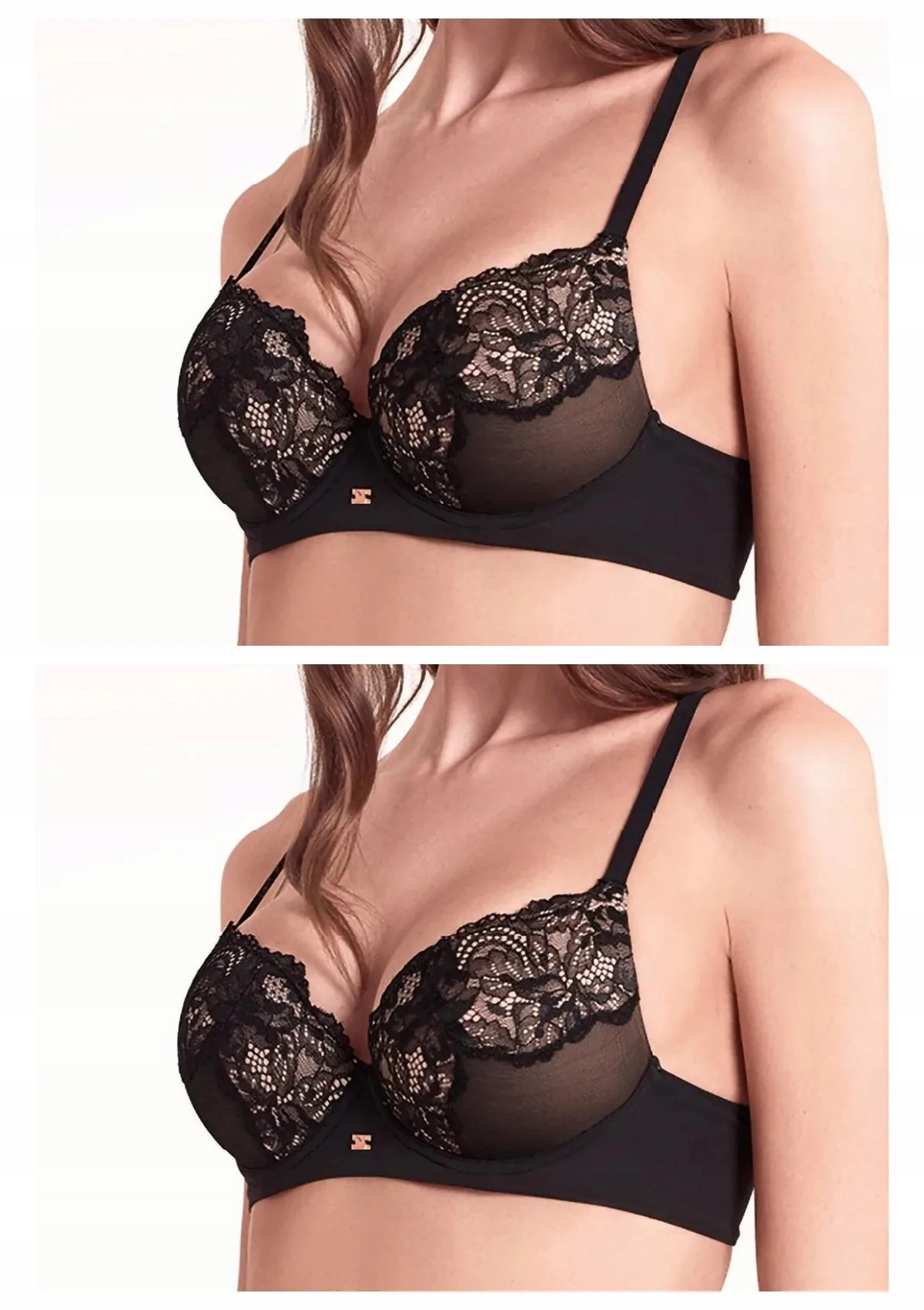Lormar Saten 1900 podprsenka plunge push-up 2 ks černá 80C