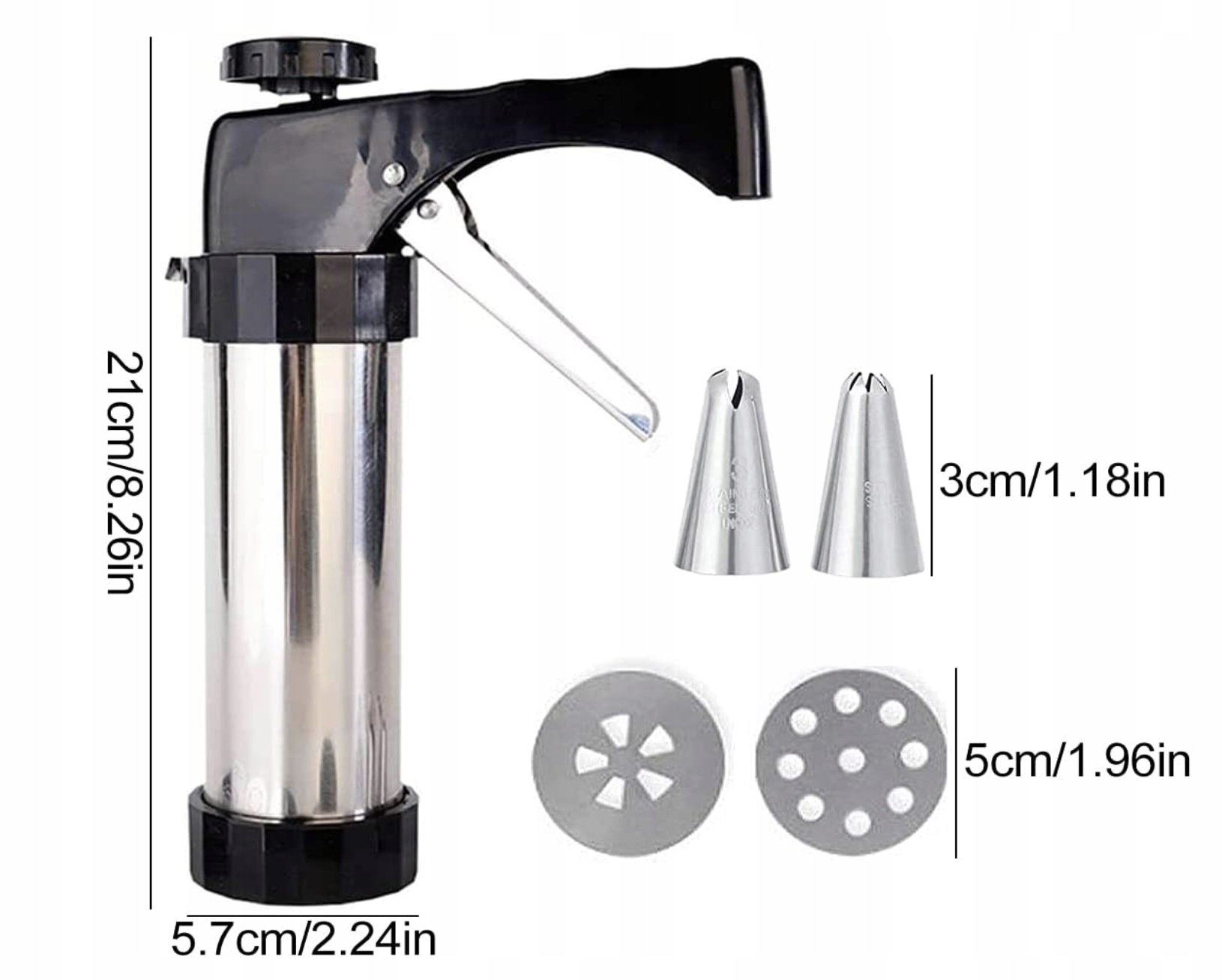 Maszynka do ciastek ze stali nierdzewnej DBAILY + 15 akcesorii Kolor czarny