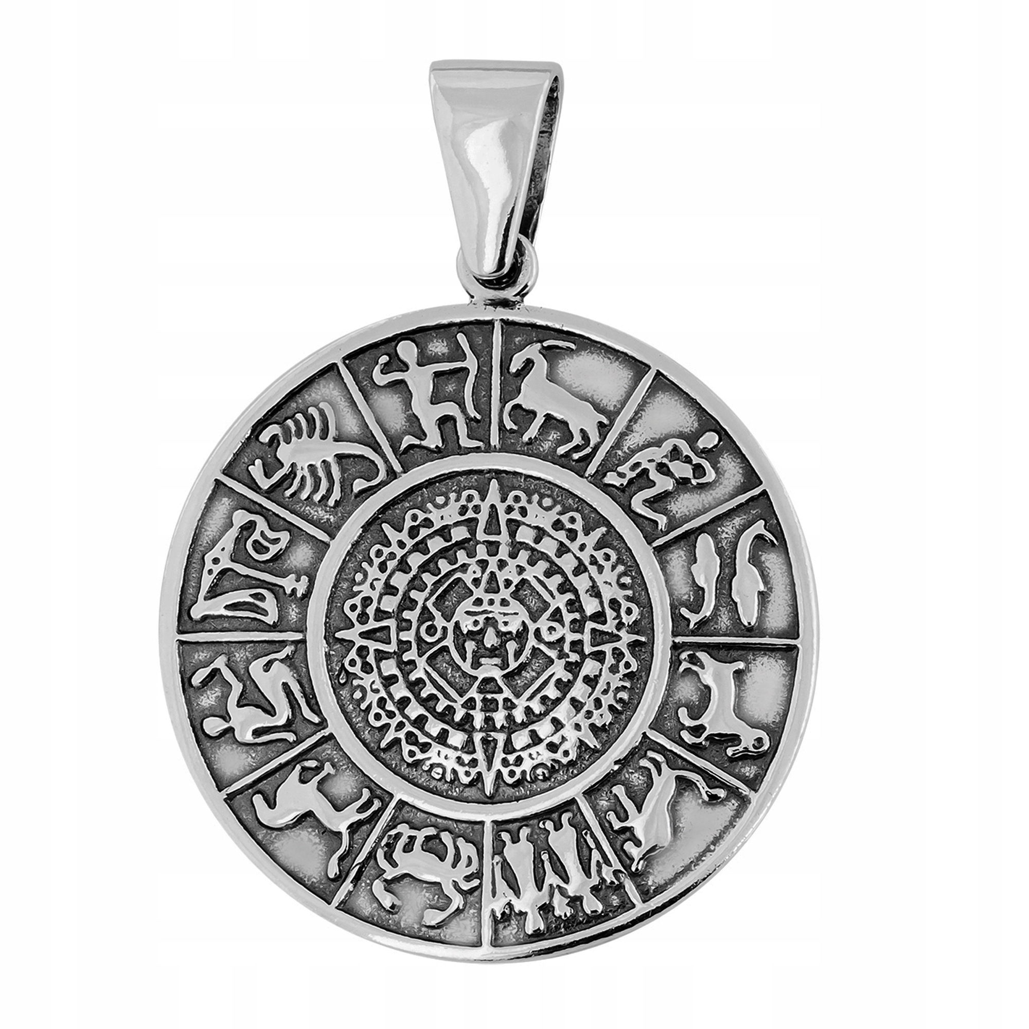 Přívěsek přívěsek ryzost 925 Oxidovaný přívěsek Aztécký kalendář Talisman