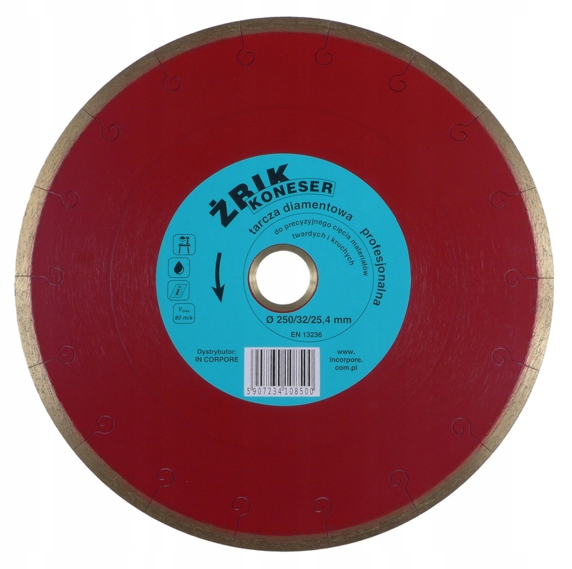 Diamantový Kotouč Pro Řezání Slinuté Dlažby Slinování Keramiky Žbik Koneser 250 mm 25.4 mm
