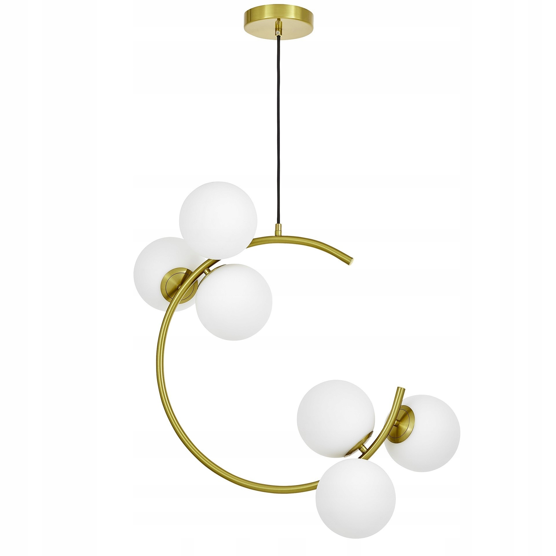 Lampa Wisząca Sufitowa Nowoczesna Zwis Mosiężna 6 Białe Kule Led E27 Bonio